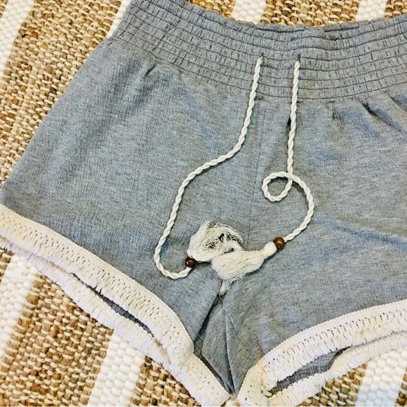 Boho Small grey gray lounge beach summer cotton lace pull on style - Picture 4 of 5